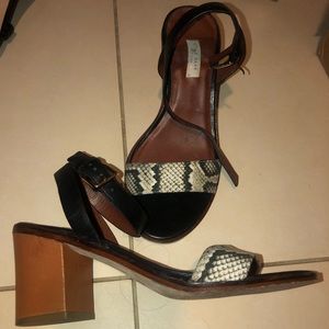 Cole Haan block heel leather snakeskin NWOT